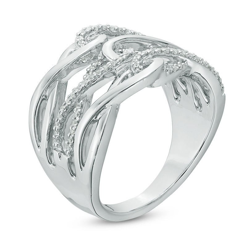 0.23 CT. T.W. Diamond Interlocking Loops Ring in Sterling Silver