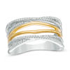 Thumbnail Image 0 of 0.18 CT. T.W. Diamond Layered Crossover Ring in Sterling Silver and 10K Gold