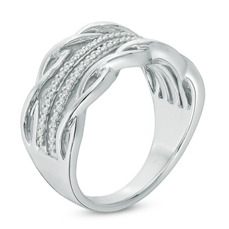 0.15 CT. T.W. Diamond Multi-Row Open Braid Ring in 10K White Gold