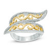 Thumbnail Image 0 of 0.30 CT. T.W Diamond Split Wave Bypass Ring in Sterling Silver and 10K Gold