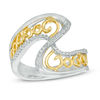 Thumbnail Image 0 of 0.15 CT. T.W. Diamond Open Wave Ring in Sterling Silver and 10K Gold