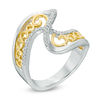 Thumbnail Image 1 of 0.15 CT. T.W. Diamond Open Wave Ring in Sterling Silver and 10K Gold