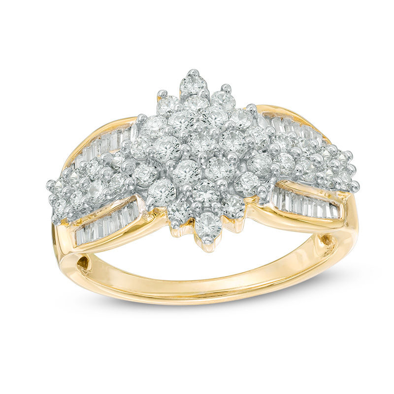 0.95 CT. T.W. Composite Diamond Marquise Multi-Row Engagement Ring in 10K Gold|Peoples Jewellers