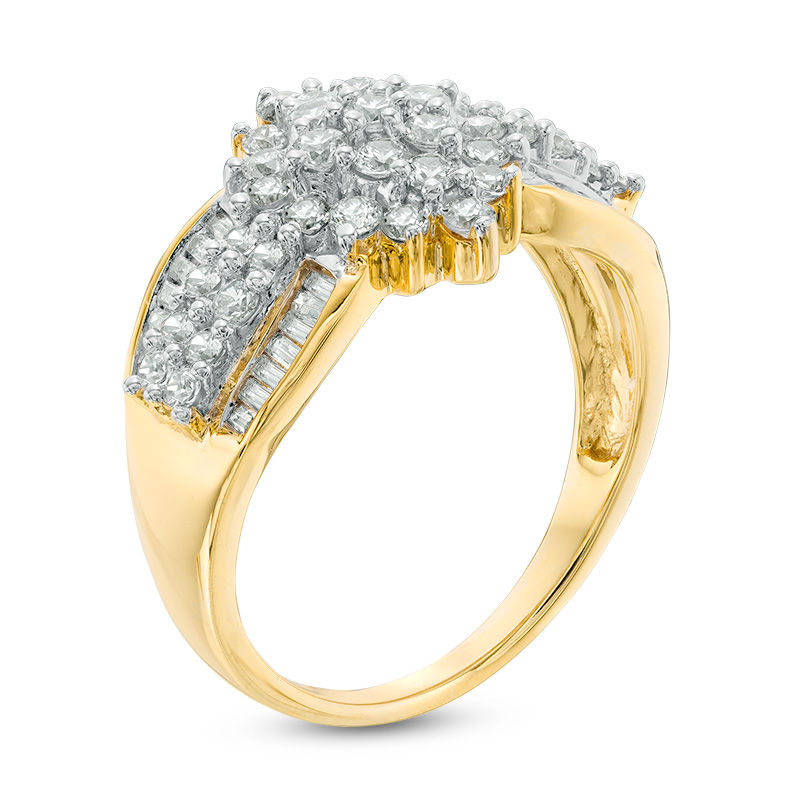 0.95 CT. T.W. Composite Diamond Marquise Multi-Row Engagement Ring in 10K Gold