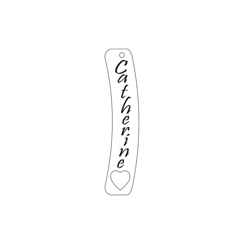 Main Image 3 of Personalized Linear Bar with Cut-Out Heart Pendant in 10K White or Yellow Gold (3-9 Characters)