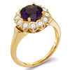 Thumbnail Image 1 of 8.0mm Amethyst and 0.45 CT. T.W. Diamond Frame Ring in 14K Gold