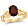 Thumbnail Image 0 of Oval Garnet and 0.11 CT. T.W. Diamond Tri-Sides Ring in 10K Gold