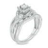 Thumbnail Image 1 of 0.30 CT. T.W. Diamond Frame Split Shank Bridal Set in Sterling Silver