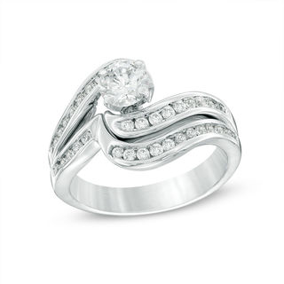 1.23 CT. T.W. Diamond Bypass Bridal Set in 10K White Gold