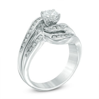 1.23 CT. T.W. Diamond Bypass Bridal Set in 10K White Gold