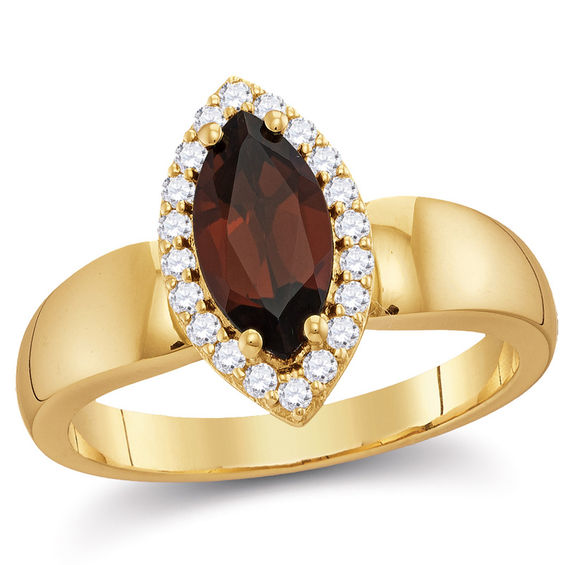 Marquise Garnet and 0.20 CT. T.W. Diamond Frame Ring in 10K Gold Marquise Garnet and 0.20 CT. T.W. Diamond Frame Ring in 10K Gold