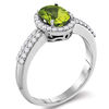 Thumbnail Image 2 of Oval Peridot and 0.41 CT. T.W. Diamond Frame Ring in 14K White Gold