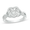 Thumbnail Image 0 of Unstoppable Love™ 0.11 CT. T.W. Diamond Heart Frame Twist Shank Ring in Sterling Silver