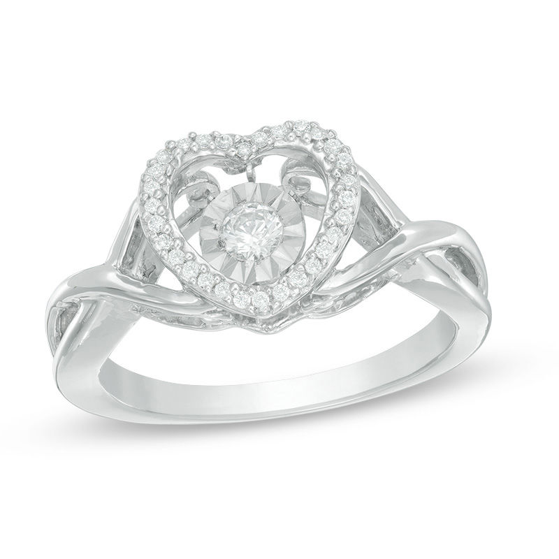 Unstoppable Love™ 0.11 CT. T.W. Diamond Heart Frame Twist Shank Ring in Sterling Silver