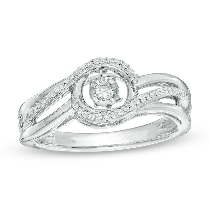 Unstoppable Love™ 0.11 CT. T.W. Diamond Split Bypass Ring in 10K White Gold