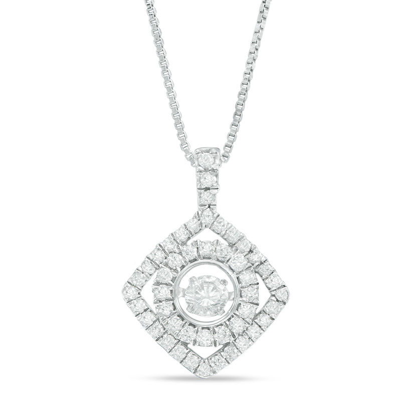 Unstoppable Love™ 0.45 CT. T.W. Diamond Circle in Square Pendant in 10K White Gold