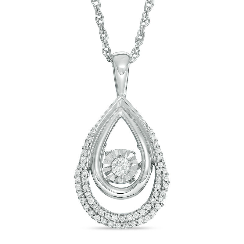 Unstoppable Love™ 0.18 CT. T.W. Diamond Double Teardrop Pendant in 10K White Gold|Peoples Jewellers