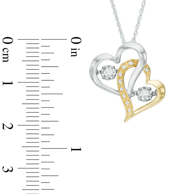 Unstoppable Love™ 0.12 CT. T.W. Diamond Double Heart Pendant in 10K Two-Tone Gold