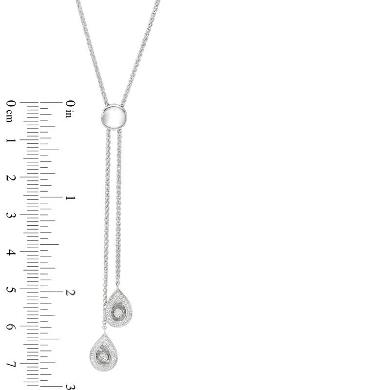 Main Image 2 of Unstoppable Love™ 0.16 CT. T.W. Diamond Teardrop Bolo Necklace in Sterling Silver - 28"