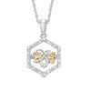 Thumbnail Image 1 of Unstoppable Love™ Diamond Accent Hexagon Frame Bee Pendant in Sterling Silver and 10K Gold