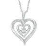 Thumbnail Image 0 of Unstoppable Love™ 0.09 CT. T.W. Diamond Double Heart Pendant in Sterling Silver