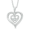Thumbnail Image 1 of Unstoppable Love™ 0.09 CT. T.W. Diamond Double Heart Pendant in Sterling Silver