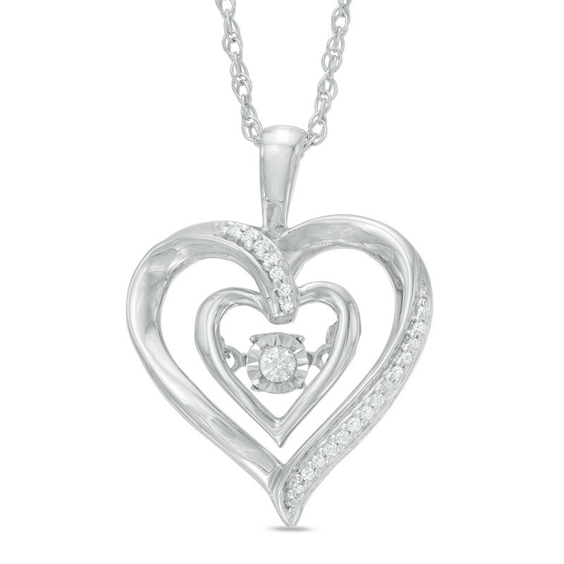 Unstoppable Love™ 0.09 CT. T.W. Diamond Double Heart Pendant in Sterling Silver