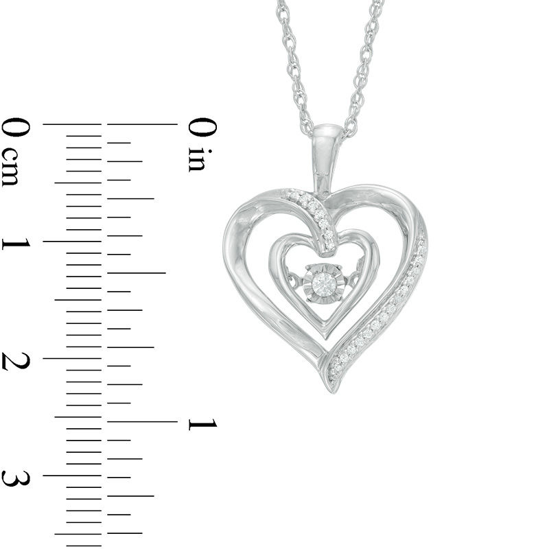 Main Image 2 of Unstoppable Love™ 0.09 CT. T.W. Diamond Double Heart Pendant in Sterling Silver