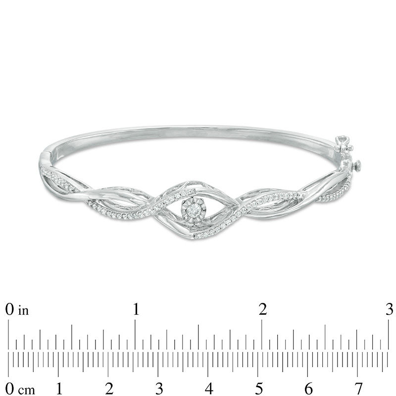 Main Image 2 of Unstoppable Love™ 0.37 CT. T.W. Diamond Bypass Twist Bangle in 10K White Gold
