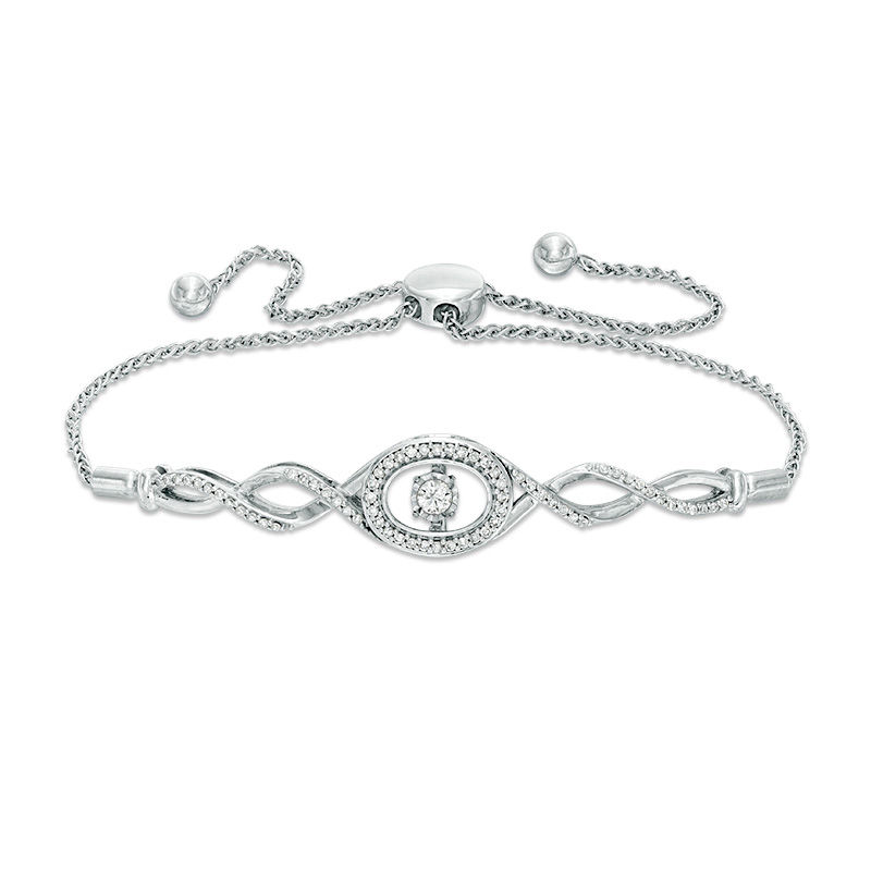 Unstoppable Love™ 0.25 CT. T.W. Diamond Bolo Bracelet in Sterling Silver - 9.0"