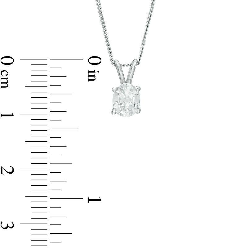 Main Image 2 of 0.50 CT. Certified Canadian Oval Diamond Solitaire Pendant in 14K White Gold (I/I1) - 17"