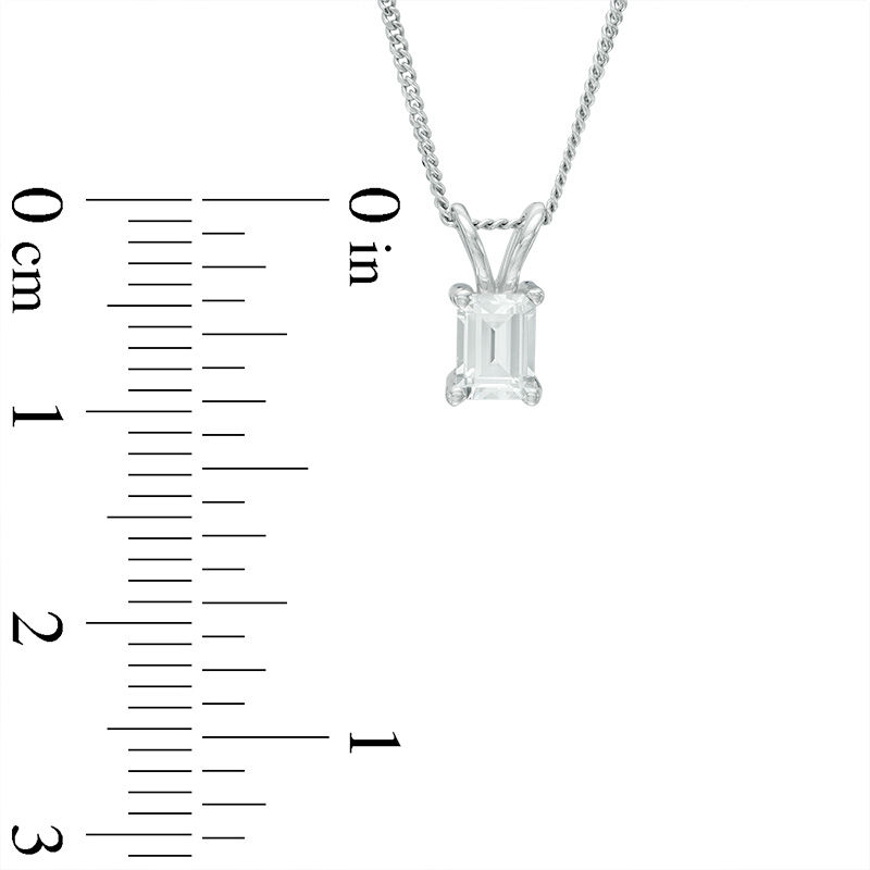 0.50 CT. Certified Canadian Emerald-Cut Diamond Solitaire Pendant in 14K White Gold - 17"