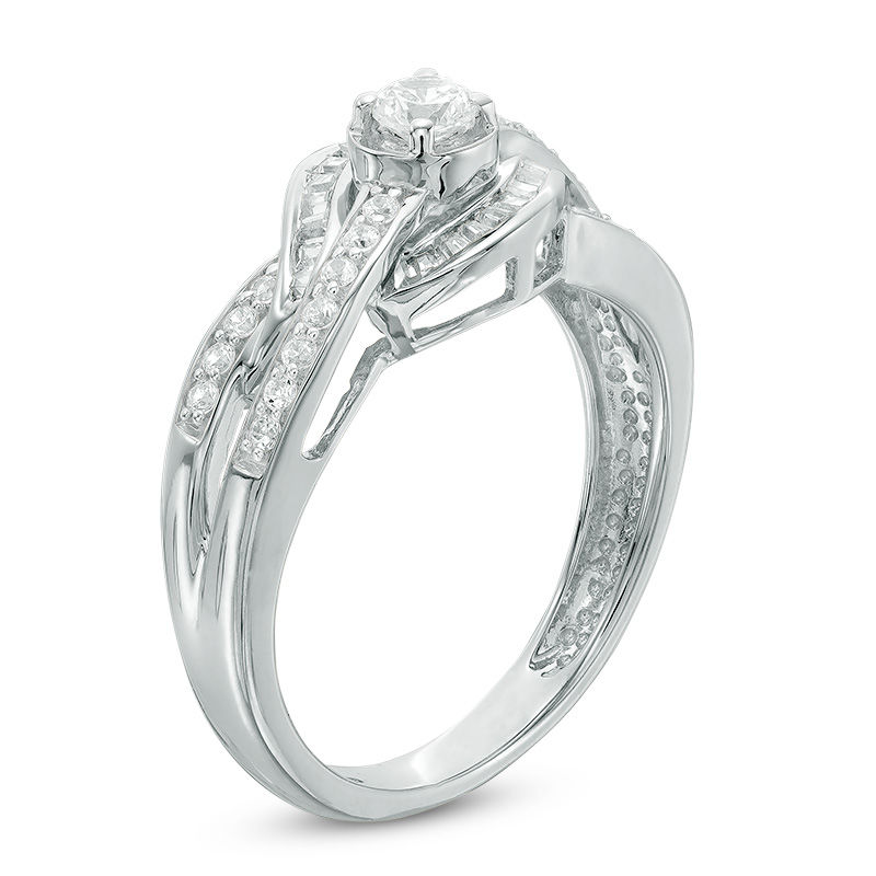 Main Image 2 of 0.50 CT. T.W. Diamond Bypass Twist Engagement Ring in 10K White Gold