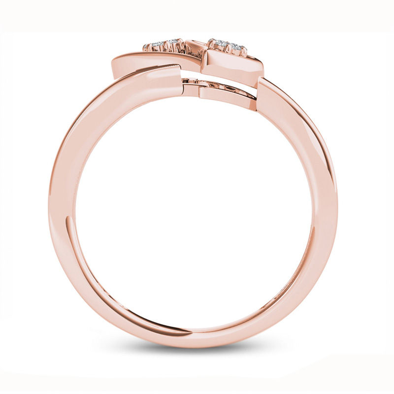 0.05 CT. T.W. Diamond Double Heart Ring in 10K Rose Gold