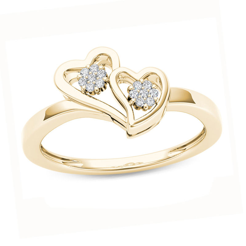 0.05 CT. T.W. Diamond Double Heart Ring in 10K Gold