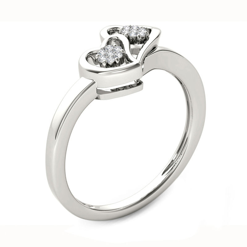 0.05 CT. T.W. Diamond Double Heart Ring in 10K White Gold