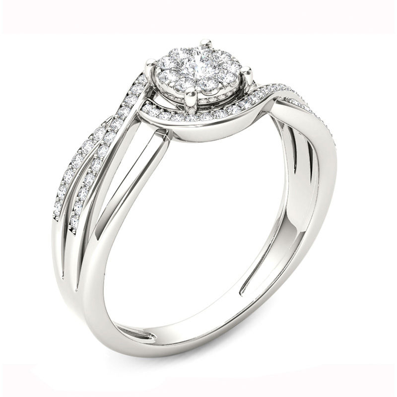0.25 CT. T.W. Composite Diamond Frame Twist Bypass Promise Ring in 10K White Gold