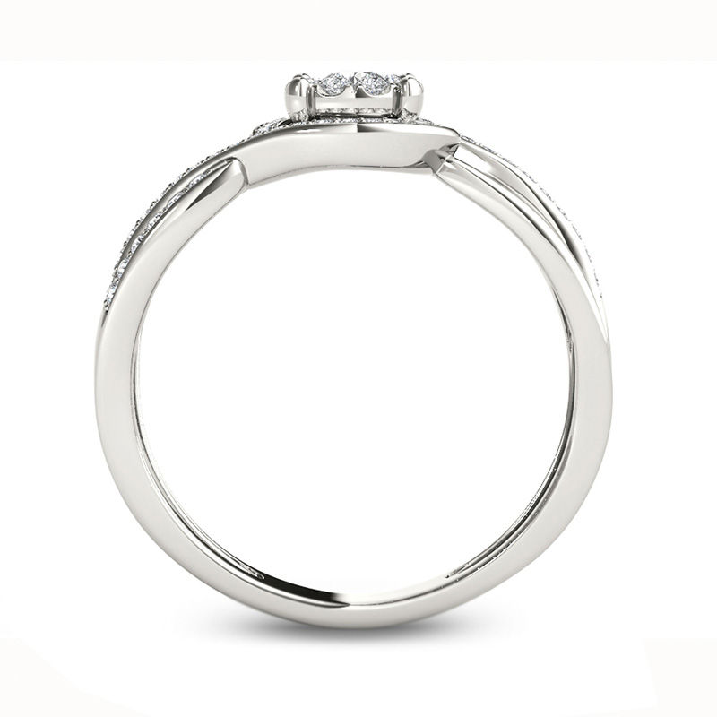 0.25 CT. T.W. Composite Diamond Frame Twist Bypass Promise Ring in 10K White Gold
