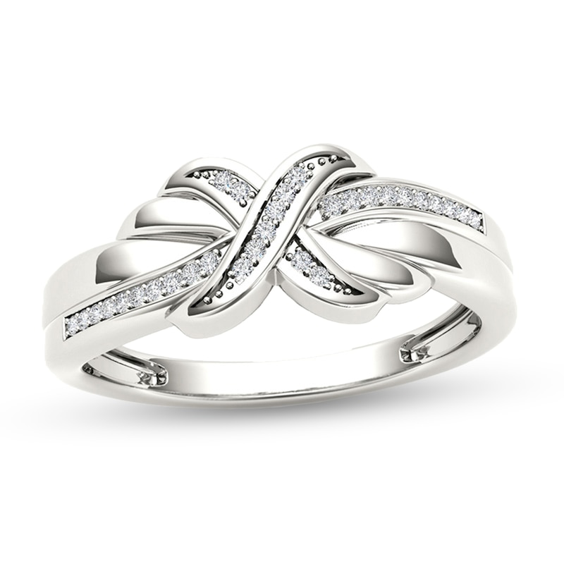 0.08 CT. T.W. Diamond "X" Ring in 10K White Gold