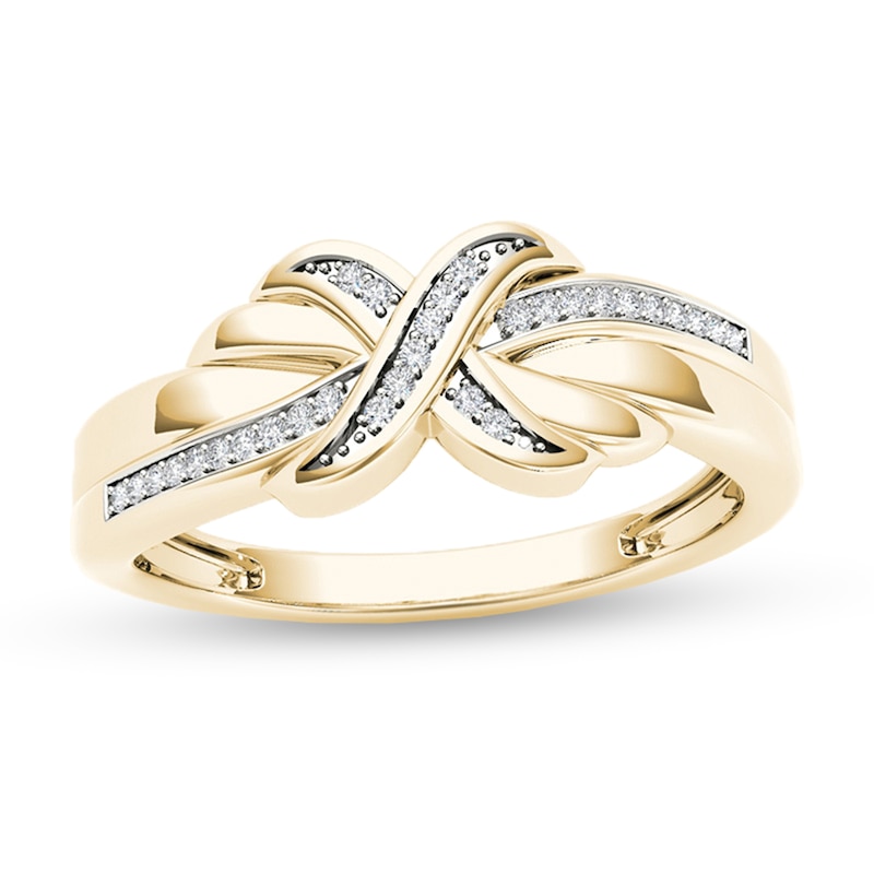 0.08 CT. T.W. Diamond "X" Ring in 10K Gold