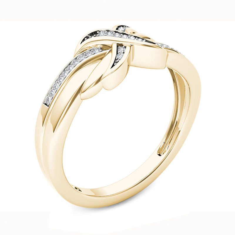 0.08 CT. T.W. Diamond "X" Ring in 10K Gold
