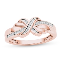 0.08 CT. T.W. Diamond "X" Ring in 10K Rose Gold