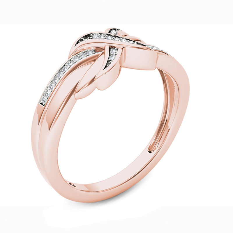 0.08 CT. T.W. Diamond "X" Ring in 10K Rose Gold