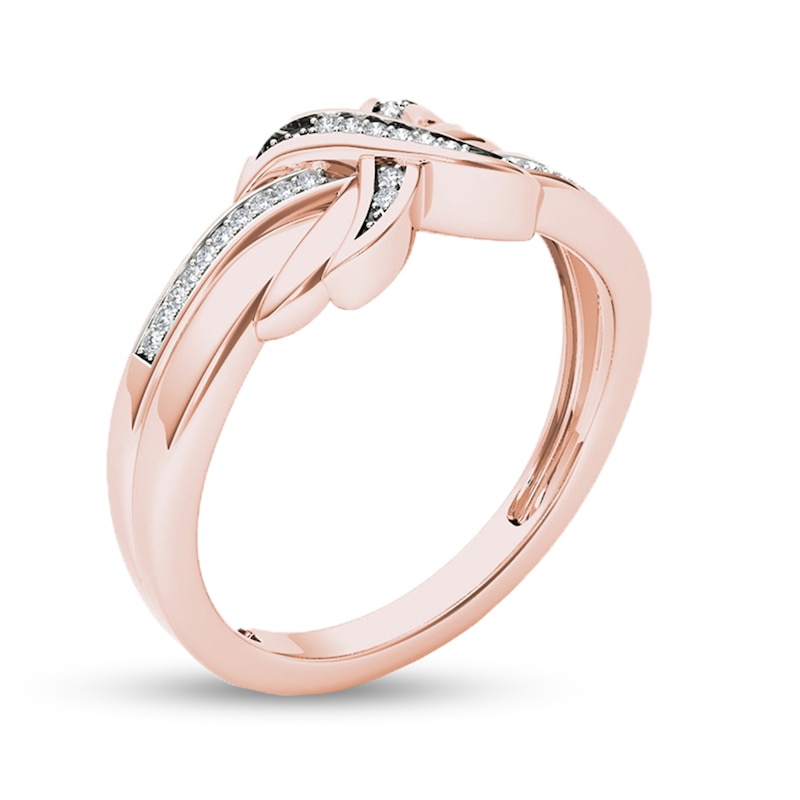 0.08 CT. T.W. Diamond "X" Ring in 10K Rose Gold