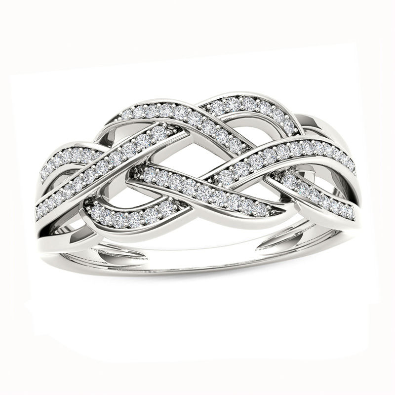 0.18 CT. T.W. Diamond Loose Braid Ring in 10K White Gold|Peoples Jewellers