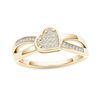 Thumbnail Image 0 of 0.09 CT. T.W. Composite Diamond Tilted Heart Split Shank Ring in 10K Gold