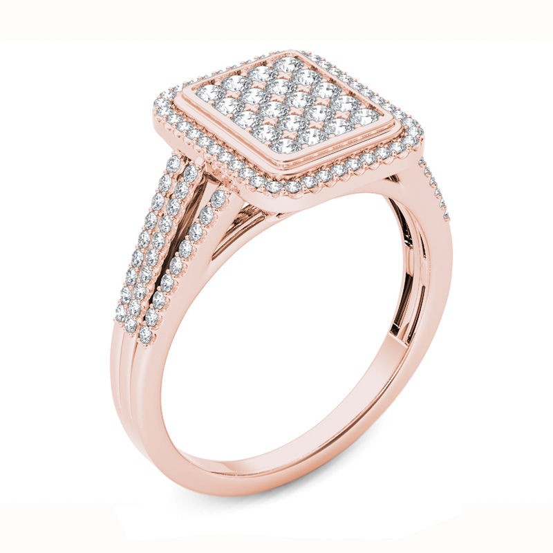 0.50 CT. T.W. Composite Diamond Rectangle Frame Ring in 10K Rose Gold