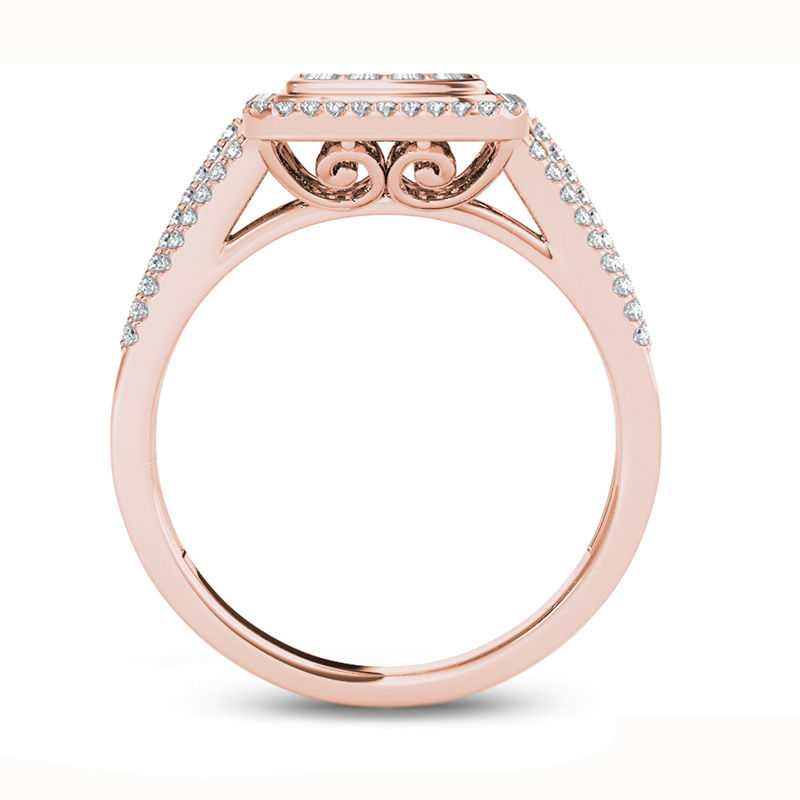 0.50 CT. T.W. Composite Diamond Rectangle Frame Ring in 10K Rose Gold