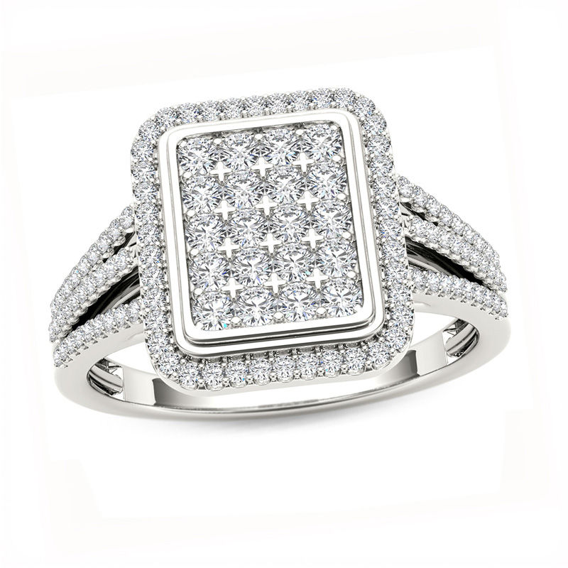 0.50 CT. T.W. Composite Diamond Rectangle Frame Ring in 10K White Gold