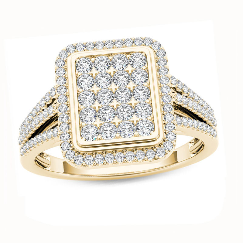 0.50 CT. T.W. Composite Diamond Rectangle Frame Split Shank Ring in 10K Gold